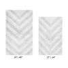 Hugo 2-Piece Bath Rug Set 100% Premium Cotton Tufted Chevron Pattern Bathmats for Bathroom, Super Soft Absorbent Machine Washable - 2 of 4
