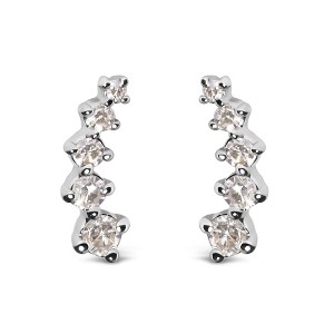 Haus of Brilliance 10K White Gold 1/10 Cttw Diamond Journey Style Climber Stud Earrings - 1 of 4