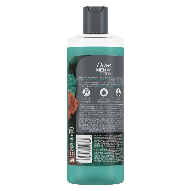 Dove Men+Care Relaxing Eucalyptus + Cedar Hydrating Body Wash Soap - 18 fl oz, 4 of 8
