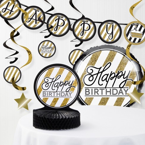 Black And Gold Birthday Party Decorations Kit Black Gold Target