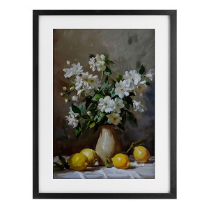Stupell Industries Floral Lemons Still Life Framed Print Under Glass - 1 of 4