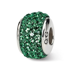 Black Bow Jewelry Sterling Silver with Green Crystals May Birthstone Bead Charm - 1 of 3