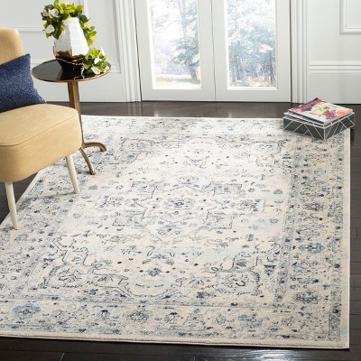 Gray Floral Motif Synthetic 6' x 9' Area Rug