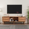 TiramisuBest TV Stand Electric Fireplace TV Stand with Glass Shelves, 3D Fireplace TV Stand with LED Lights Wood with USB Charging Outlet - 2 of 4