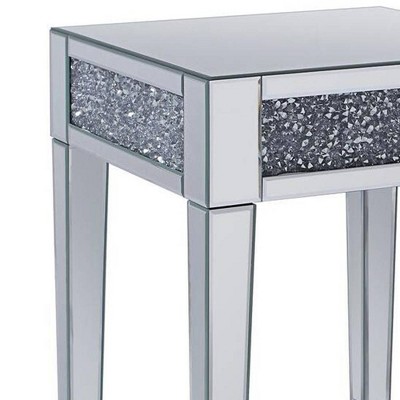 Elysian 20" Square Mirrored Wood End Table with Faux Diamond Accents