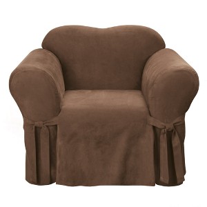 Soft Suede Chair Slipcover Chocolate - Sure Fit, Brown