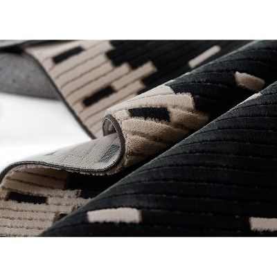 Noho Black and Ivory Rectangular Synthetic Area Rug