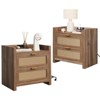 ODK Rattan Nightstand Set of 2, Boho Bedside Tables with Rattan Drawers, Rustic Wood Accent End Table for Bedroom, Living Room, Dorm, Small Spaces - 2 of 4
