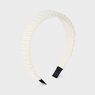 Girls' Pearls Wide Headband - art class™ White: Fashion Hair Accessory, ABS & Polyester