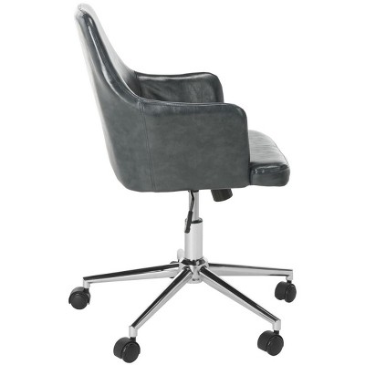 Cadence Dark Grey Faux Leather Swivel Office Chair with Chrome Base