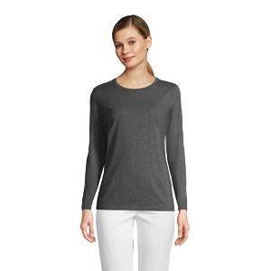 Lands' End Women's Relaxed Supima Cotton Long Sleeve Crew Neck T-Shirt - 1 of 4