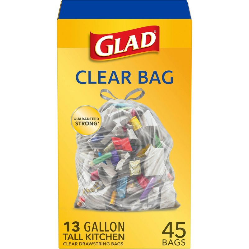 Glad Tall Kitchen Drawstring Recycling Bags + Clear Trash Bags - 13 Gallon - 45ct, 1 of 12