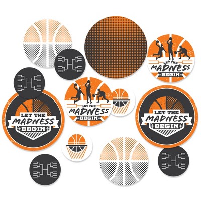 Big Dot of Happiness Basketball - Let the Madness Begin - College Basketball Party Giant Circle Confetti - Party Decorations - Large Confetti 27 Count