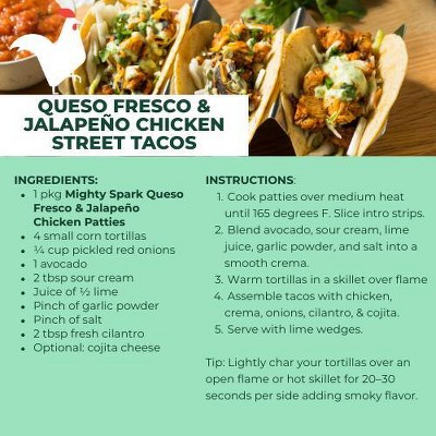 Mighty Spark Food Co. Queso Fresco & Jalapeno Chicken Patties - 8oz/2ct
