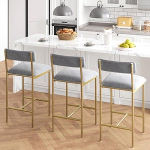 Bar Stools Set of 2/4, 25.5" Upholstered Bar Chairs with Back and Footrest, Modern Padded Kitchen Bar Stools for Island, Dining Room, Pub - 1 of 4