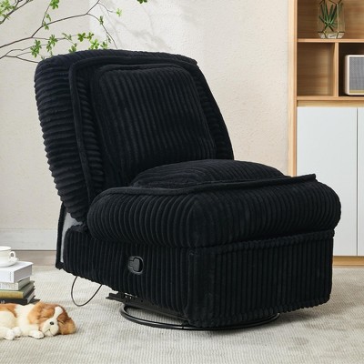 Kumasinova Versatile 360° Swivel Rocking Chair with Retractable Footrest,Manual Glider Chair Adjustable Recliner for Living Room,300lbs Max