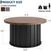 31.9" Round Coffee Table, Mid Century Modern Coffee Table with Metal Base, Fluted Center Table for Living Room, Home Small Space, Apartment - 2 of 4