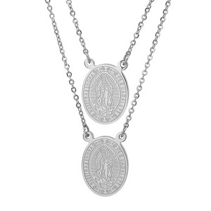 Steeltime Ladies stainless steel religious/our lady of guadalupe scapular necklace. Color Options: Silver, Gold - 1 of 4