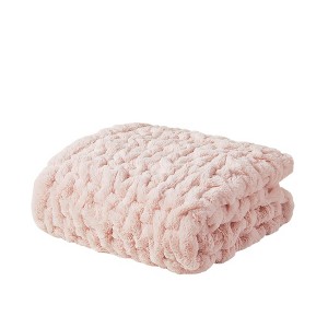 Gracie Mills Ashlee Modern Solid Ruched Fur Throw Blanket - 1 of 4