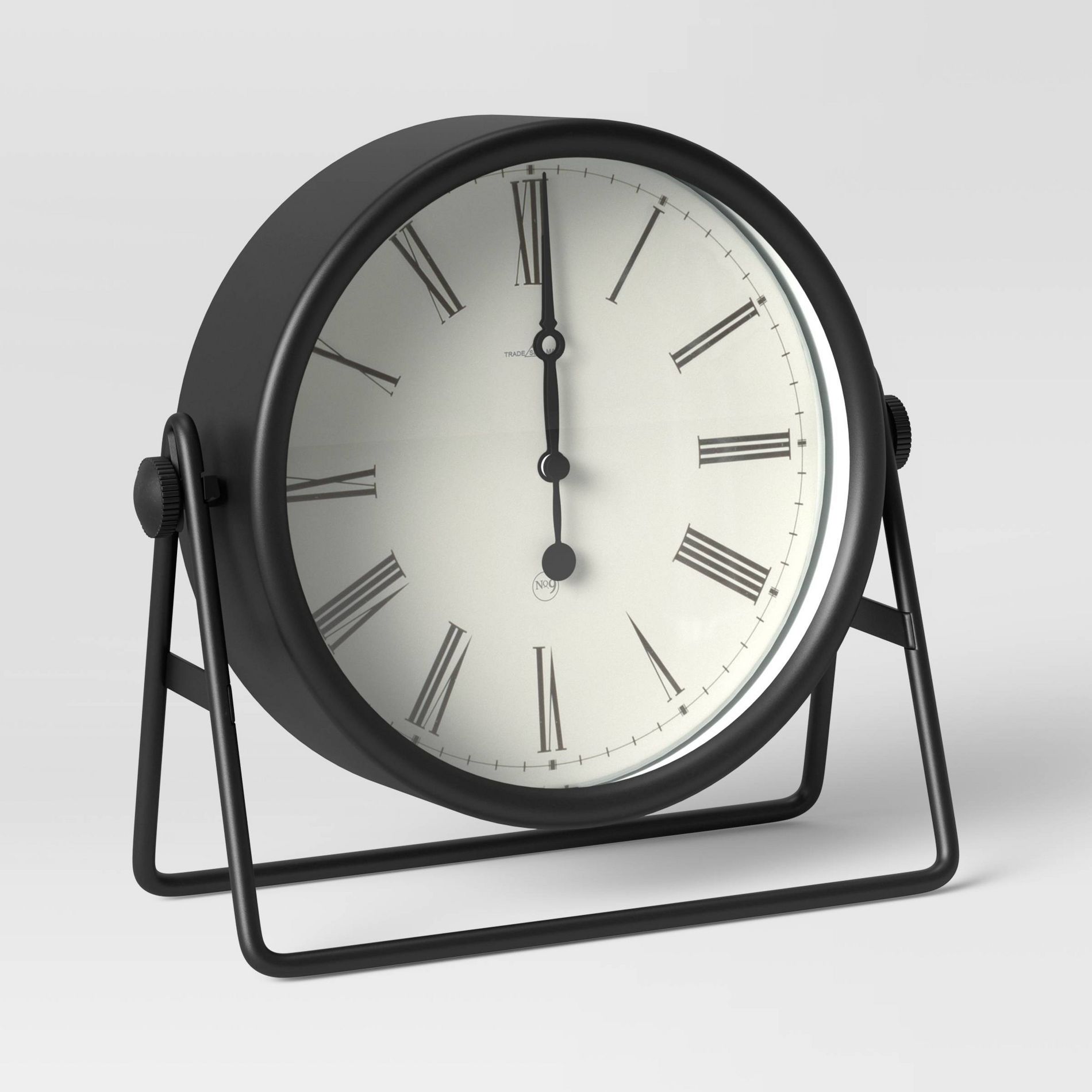 5" Swivel Mantle Clock Black - Threshold™: Traditional Style, Glass & Metal