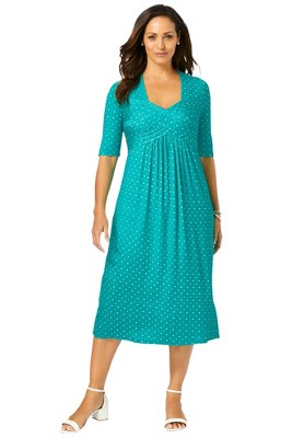 Jessica London Women's Plus Size Stretch Knit Pleated Front Dress