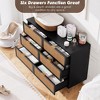 EcoSummer Rattan Dresser with 6 Drawers, Tall Closet with Storage, Large Chest of Drawers with Wide Top for Bedroom, Living Room, Kids Room, Black - 3 of 4