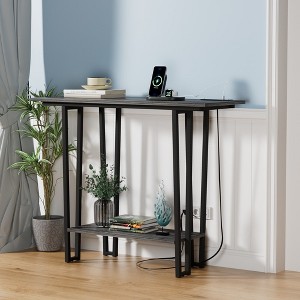 VECELO Couch Side & Console Table with 2 Outlets, 2 USB Ports and Extra Long 9.8 Feet Power Code, Sofa Behind - 1 of 4