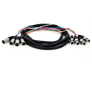 Monoprice 4-Channel XLR Male to XLR Female Snake Cable Cord - 10 Feet- Black/Silver With Metal Connector Housings Plastic And Rubber Cable Boots - 1 of 4