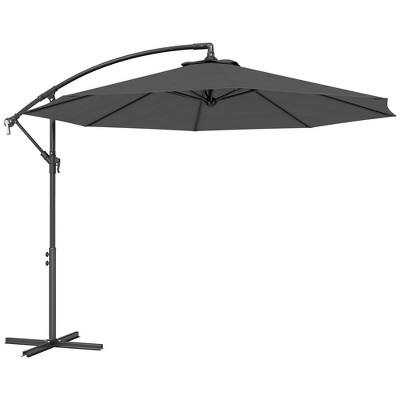 Outsunny 10' Cantilever Hanging Tilt Offset Patio Umbrella with UV & Water Fighting Material and Cross Base (Weight Not Included)