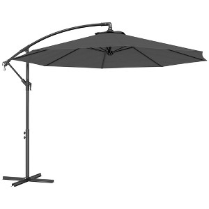 Outsunny 10' Cantilever Hanging Tilt Offset Patio Umbrella with UV & Water Fighting Material and Cross Base (Weight Not Included) - 1 of 4