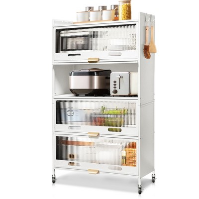 Fortune Candy 57.48'' Height 5 Tier Pantry Cabinet with 4 Doors White