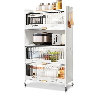 Fortune Candy 57.48'' Height 5 Tier Pantry Cabinet with 4 Doors White - 1 of 4