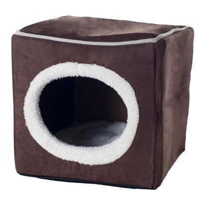 Pet Adobe Cozy Cave Enclosed Cube Pet Bed - Dark Coffee