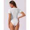 Allegra K Women's Short Sleeve Sweetheart Neck Bodysuit - 3 of 4