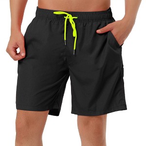 Lars Amadeus Men's Drawstring Waist Surfing Solid Color Swimwear Beach Board Shorts 2 Packs - 1 of 4