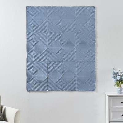 Spa Blue Velvet Quilted Reversible Throw Blanket