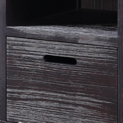 Antique Black 24" Pine Wood End Table with Storage