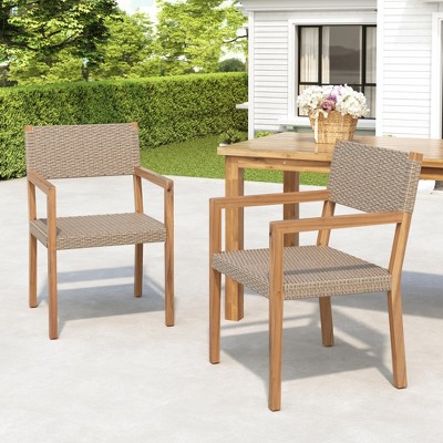 Maggift Outdoor Dining Chairs Set of Two, Modern Design for Patio and Garden, Brown, 22"*25.25"*34.5"
