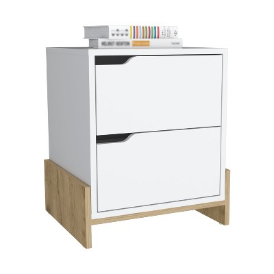 NicBex 17 inch Wide Nightstand with 2 Drawers,Side Table with Sturdy Base with Free Handle Design,Bedside Table for Bedroom,Living Room