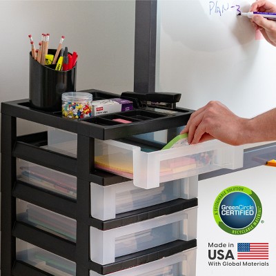 White 3-Drawer Plastic Rolling Storage Cart with Organizer Top