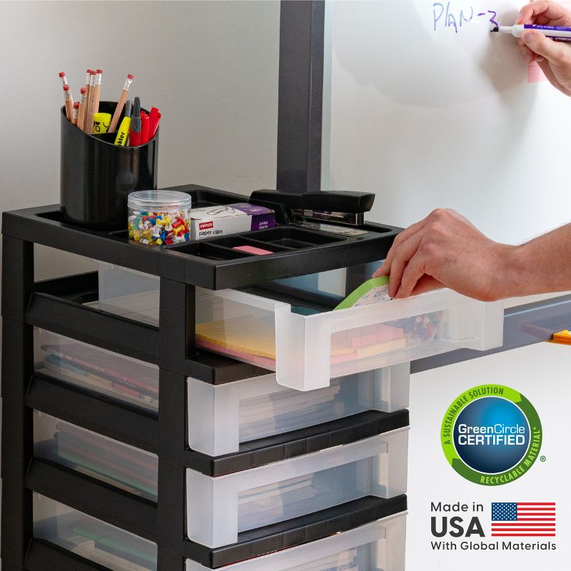 IRIS USA Craft Plastic Organizers and Storage, Rolling Storage Cart for Classroom Supplies, Storage Organizer for Art Supplies, Drawer Top Organizer, 6 of 9