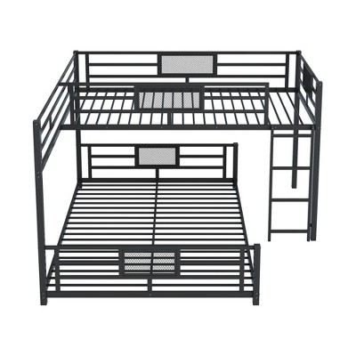 Bellemave Bunk Bed with Slide,Full Over Full Low Bunk Bed with Fence and Ladder for Toddler Kids Teens Espresso