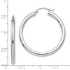 Black Bow Jewelry 3mm, 14k White Gold Classic Round Hoop Earrings, 35mm (1 3/8 Inch) - 3 of 4