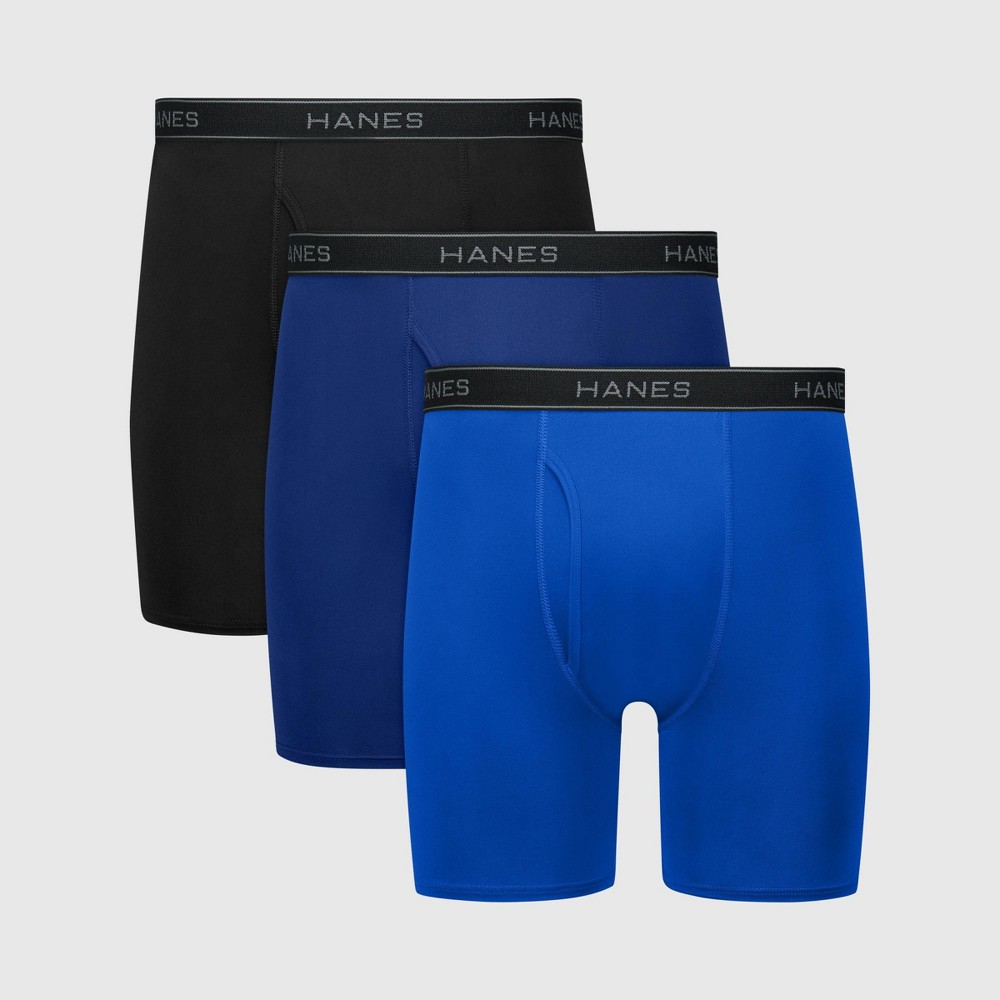 Hanes Men's Performance Stretch Boxer Briefs - Gray/Blue S
