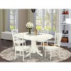 Modern 5 Piece Dining Set - Round Table & 4 Chairs - Linen White Kitchen Set - 2 of 4