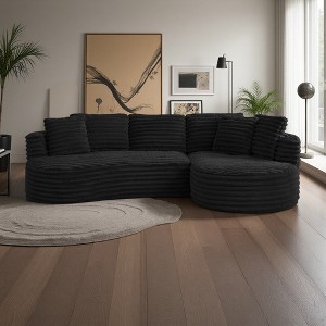 120.9" Chenille Curved L-Shaped Modular Sectional Sofa with Right Chaise - 1 of 4