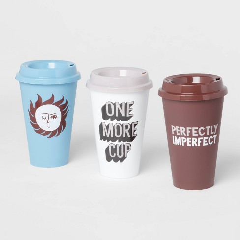 16oz 3pk Plastic Reusable Coffee Cup with Designs - Room Essentials™ - image 1 of 3