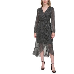 Kensie Womens Metallic Crinkle Wrap Dress - 1 of 1