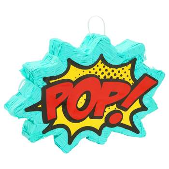 Juvale Comic Book Pop Pinata for Superhero-Themed Birthday Party Decorations with Easy to Cut Opening Label, Top Loop for Hanging, 17.0x3x11.7 in