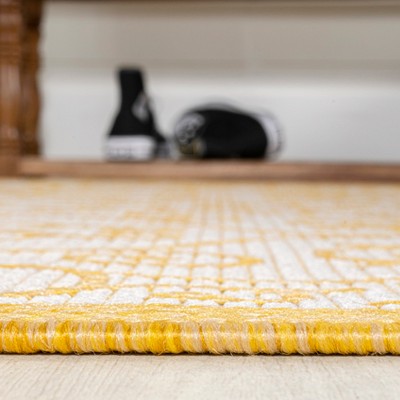 Boho-Chic Spanish Filigree Cream/Yellow 2' x 8' Indoor/Outdoor Runner Rug